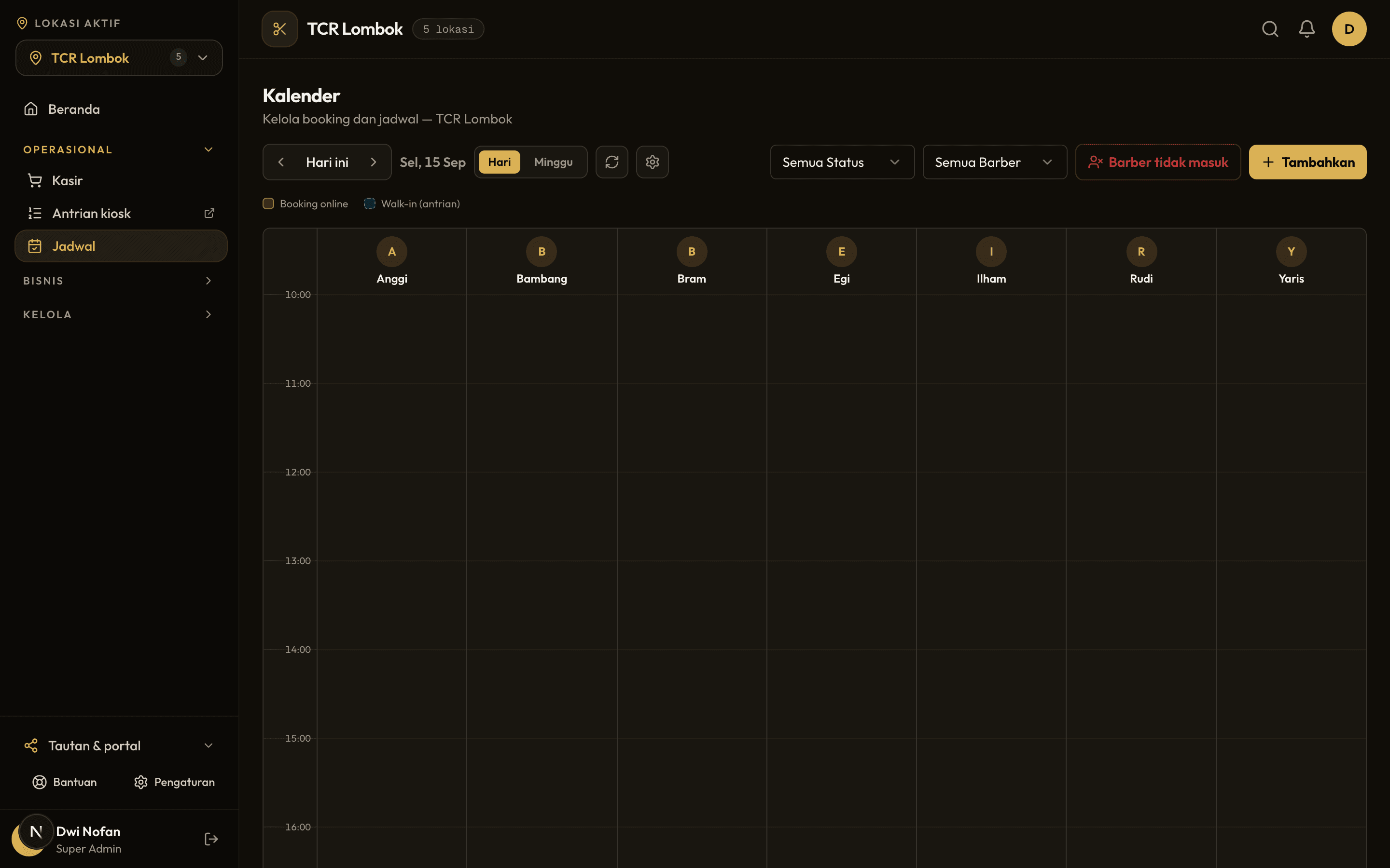 Halaman Jadwal di web