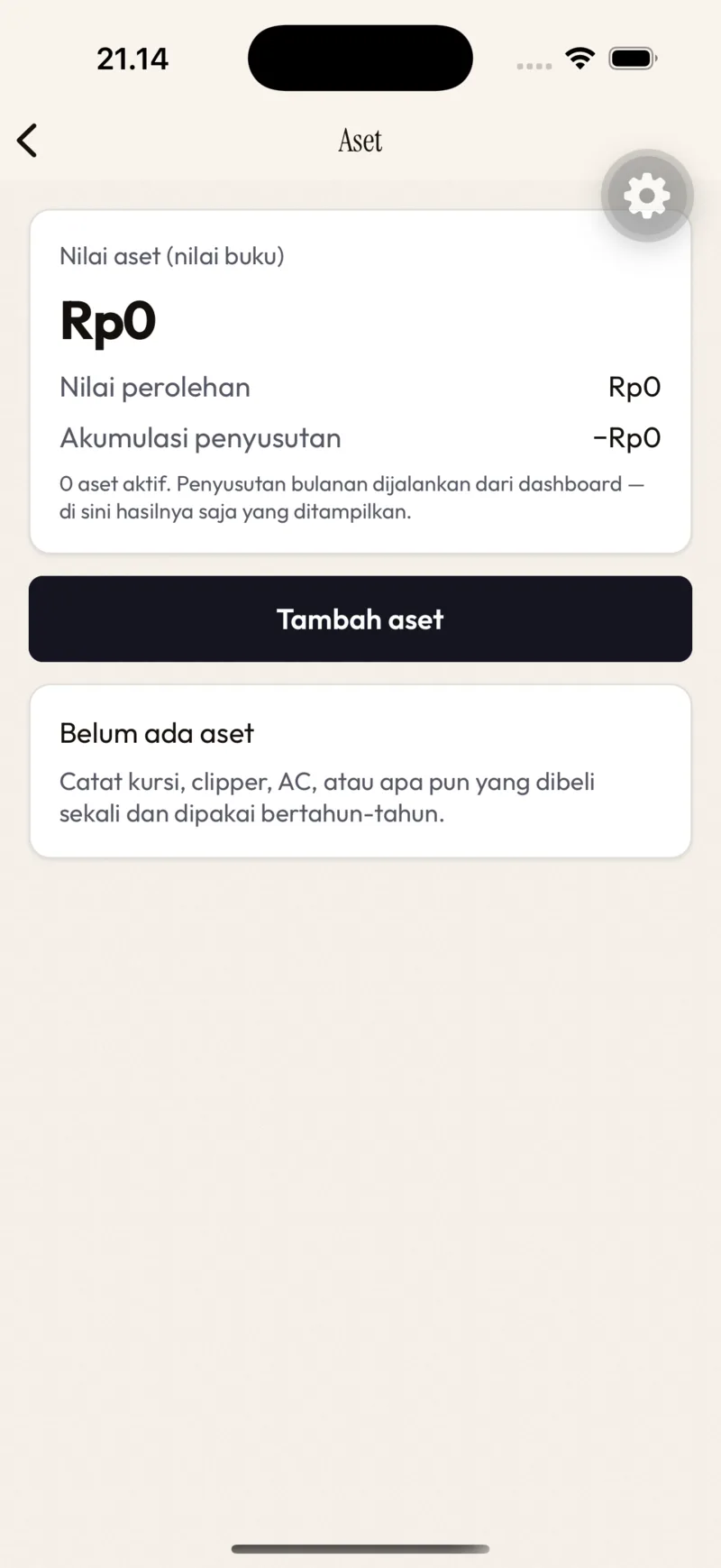 Aset — nilai buku, Tambah aset