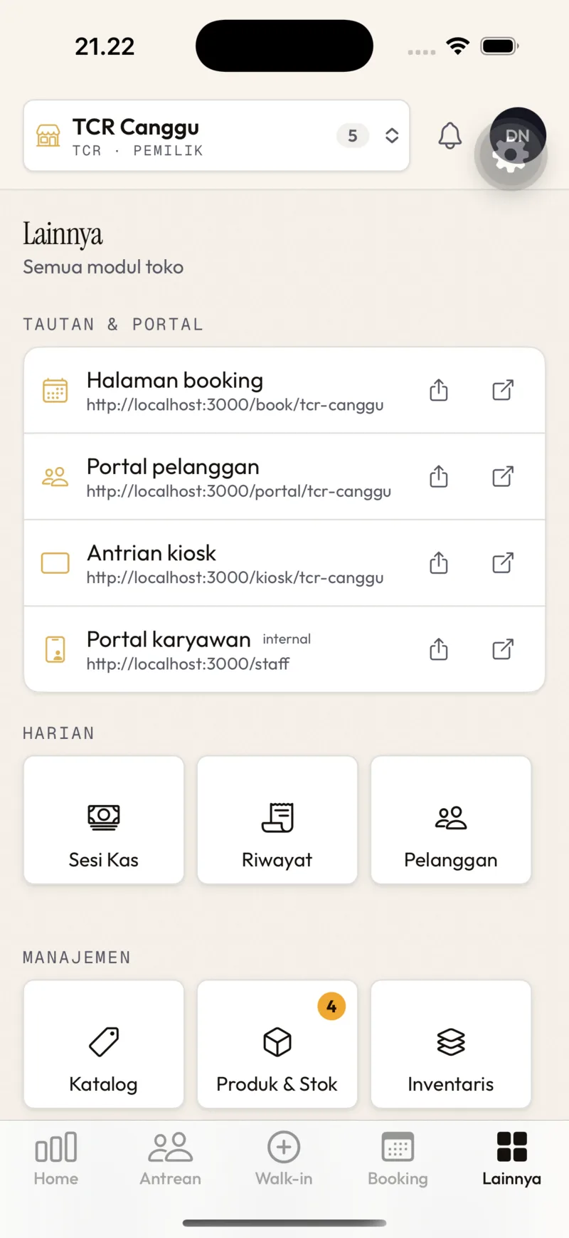 Lainnya — semua modul toko