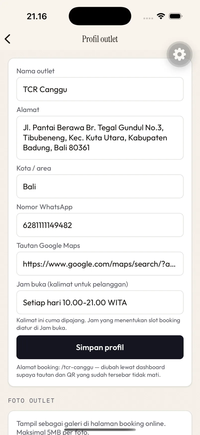 Profil outlet